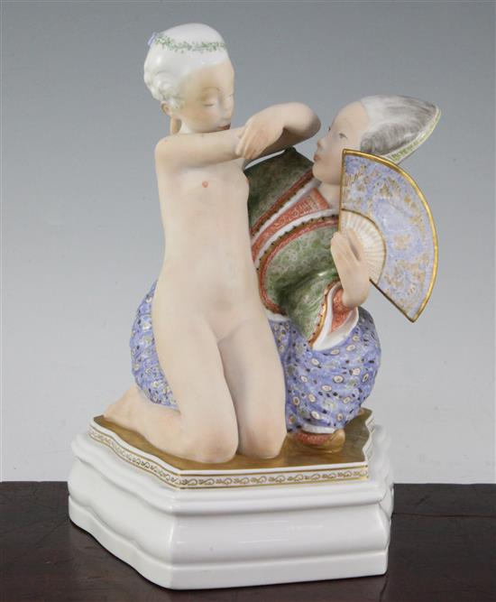 A Royal Copenhagen over-enamelled group Fairytale II, designed by Gerhard Henning, 23cm